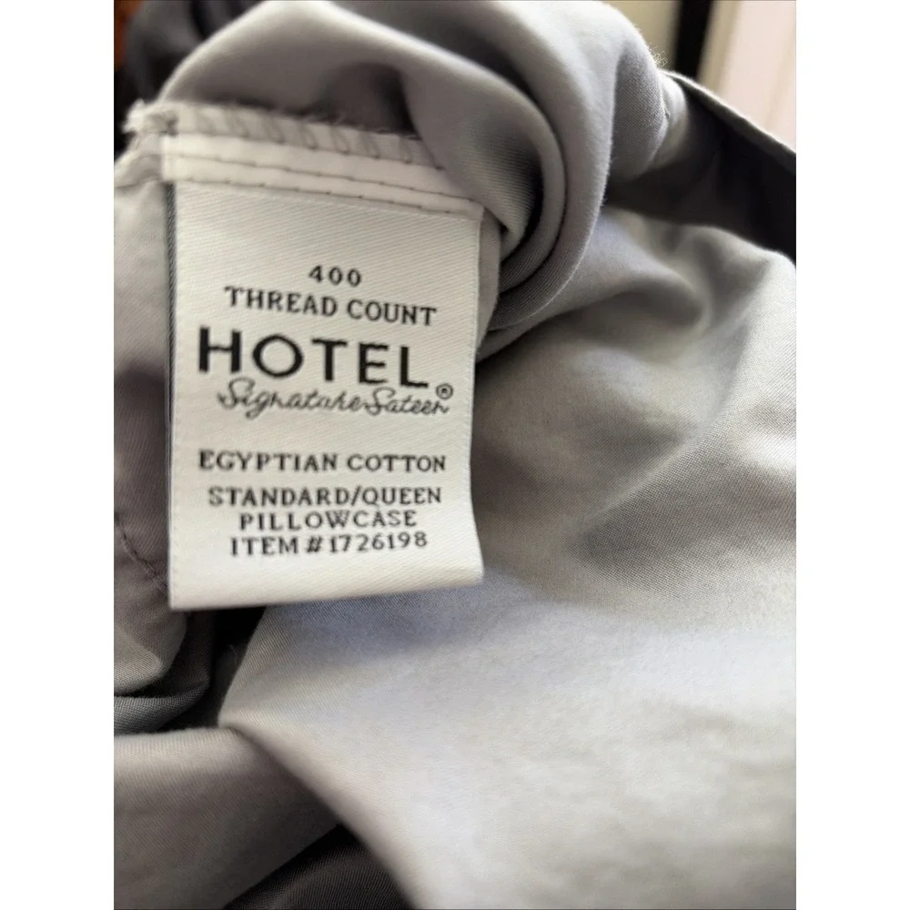 Hotel Signature Sateen 400 TC Gray Pillowcases Queen 100% Egyptian Cotton